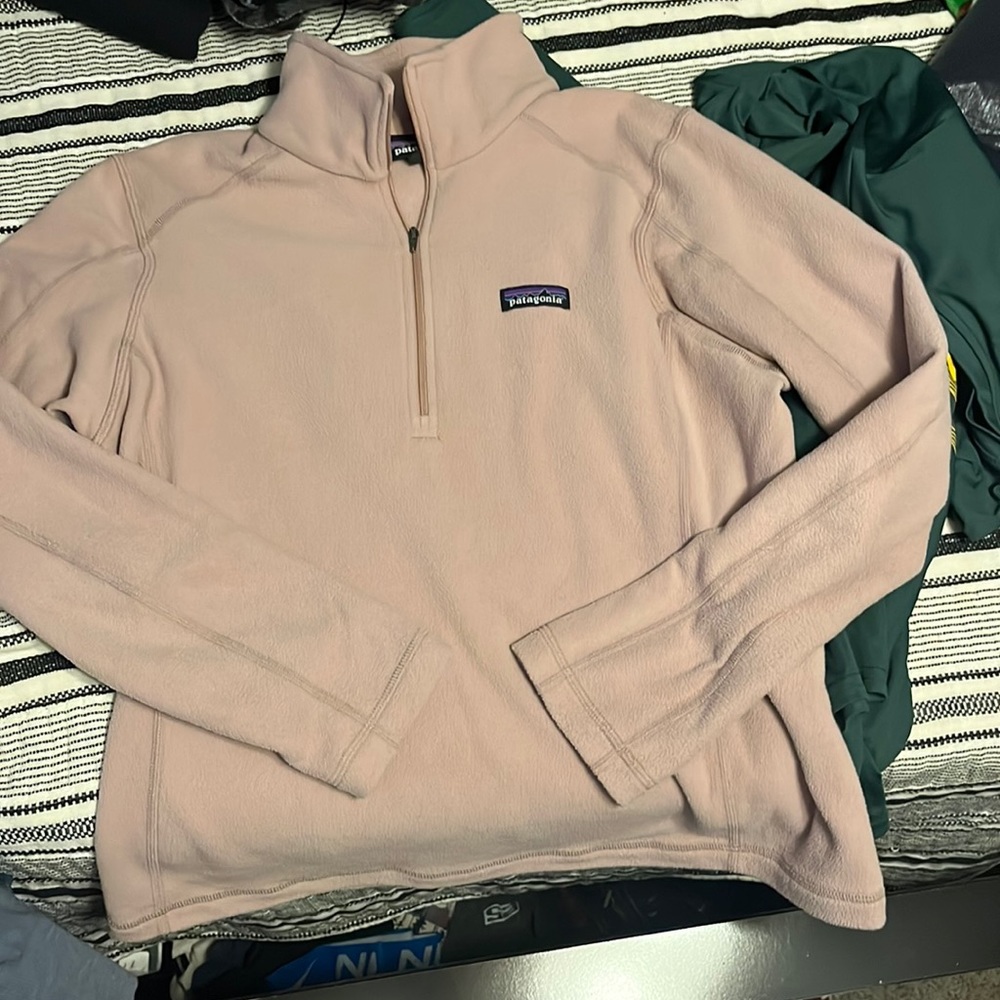 Patagonia light purple fleece half zip.